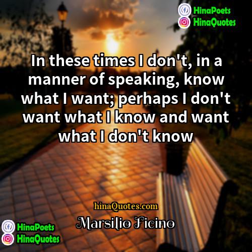 Marsilio Ficino Quotes | In these times I don't, in a